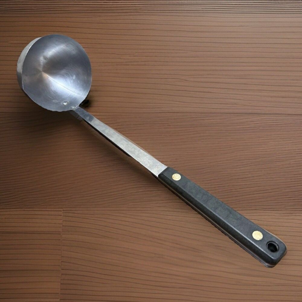 Flint Vintage Mid-Century Riveted Soup Ladle Stainless Steel USA Pour Spout